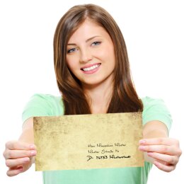 10 patterned envelopes OLD PAPER in standard DIN long format (windowless)