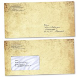 Enveloppes de motif Antique & Histoire, VIEUX PAPIER 10 enveloppes (sans fenêtre) - DIN LANG (220x110 mm) | Auto-adhésif | Commander en ligne! | Paper-Media