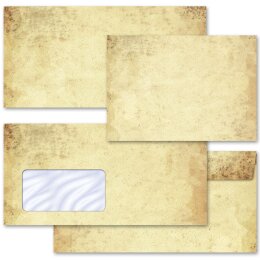 50 enveloppes à motifs au format DIN LONG - VIEUX PAPIER (sans fenêtre)