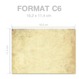 10 enveloppes à motifs au format C6 - VIEUX PAPIER (sans fenêtre)