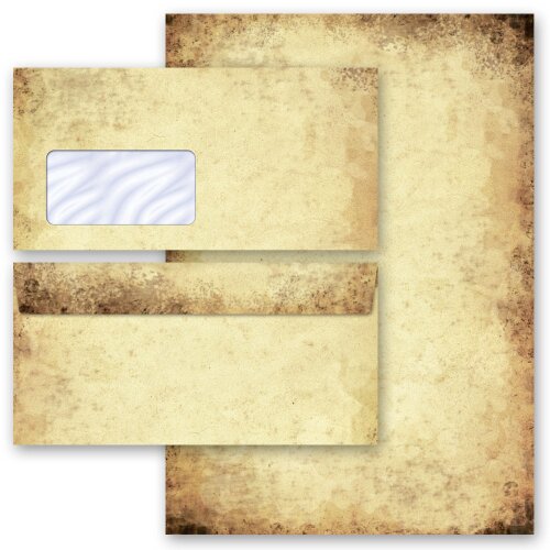 Briefpapier Set ALTES PAPIER - 200-tlg. DL (mit Fenster) Antik & History, Nostalgie, Paper-Media