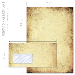 Briefpapier Set ALTES PAPIER - 200-tlg. DL (mit Fenster)