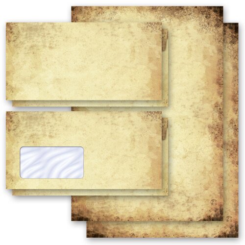 Motiv-Briefpapier Set ALTES PAPIER - 200-tlg. DL (mit Fenster)
