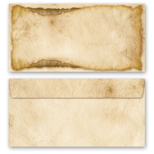 10 patterned envelopes OLD PAPER ROLL (Version B) in standard DIN long format (windowless)