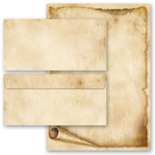 40-pc. Complete Motif Letter Paper-Set OLD PAPER ROLL (Version A)