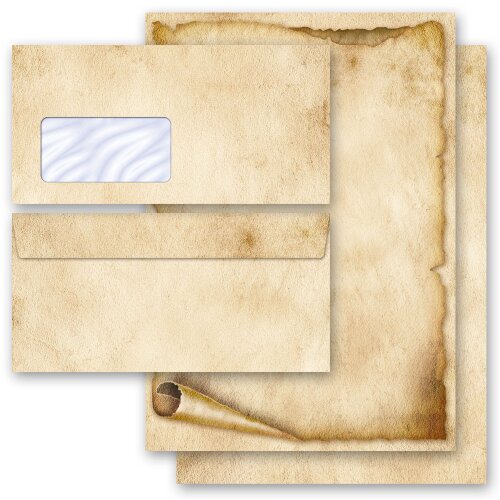Motiv-Briefpapier-Sets ALTE PAPIERROLLE DIN LANG (mit Fenster) Variante A Briefpapier Set, 100 tlg.