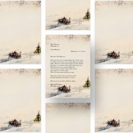 20 fogli di carta da lettera decorati Stagioni - Inverno CARROZZA NEI BOSCHI DIN A4 - Paper-Media