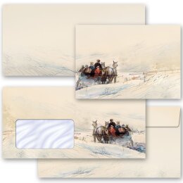 10 patterned envelopes CARRIAGE IN FOREST Version B in standard DIN long format (windowless)