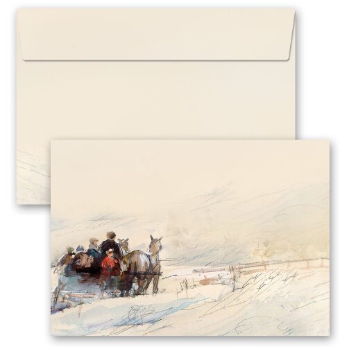 10 patterned envelopes CARRIAGE IN FOREST in C6 format (windowless)