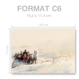 25 sobres estampados CARRUAJE EN EL BOSQUE - Formato: C6 (sin ventana)