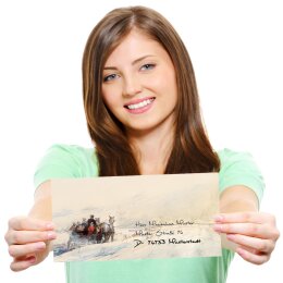 20-pc. Complete Motif Letter Paper-Set CARRIAGE IN FOREST Version A