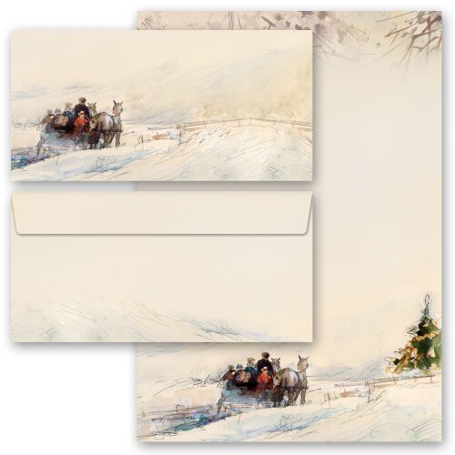 100-pc. Complete Motif Letter Paper-Set CARRIAGE IN FOREST Version A