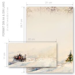 100-pc. Complete Motif Letter Paper-Set CARRIAGE IN FOREST Version A