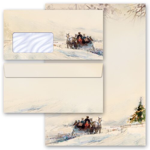 100-pc. Complete Motif Letter Paper-Set CARRIAGE IN FOREST