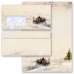 200-pc. Complete Motif Letter Paper-Set CARRIAGE IN FOREST