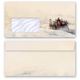 Briefpapier Set KUTSCHE IM WALD - 200-tlg. DL (mit Fenster)