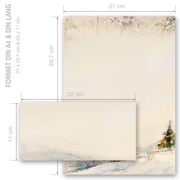 40-pc. Complete Motif Letter Paper-Set CARRIAGE IN FOREST Version B