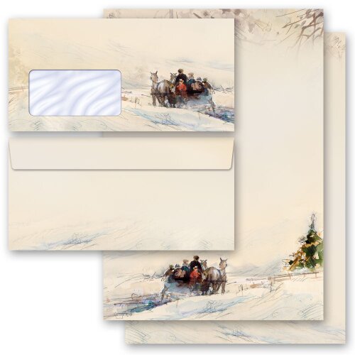 40-pc. Complete Motif Letter Paper-Set CARRIAGE IN FOREST