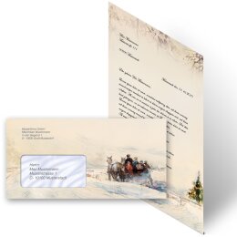 200-pc. Complete Motif Letter Paper-Set CARRIAGE IN FOREST
