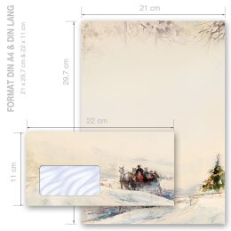 Motiv-Briefpapier Set KUTSCHE IM WALD - 200-tlg. DL (mit Fenster)