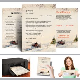 Motiv-Briefpapier Set KUTSCHE IM WALD - 200-tlg. DL (mit Fenster)