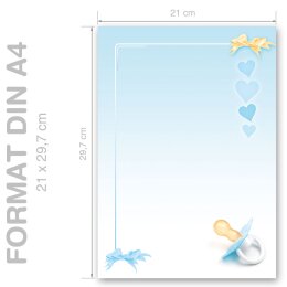 20 fogli di carta da lettera decorati Occasioni speciali BAMBINO CIUCCIO (BLU) DIN A4 - Paper-Media