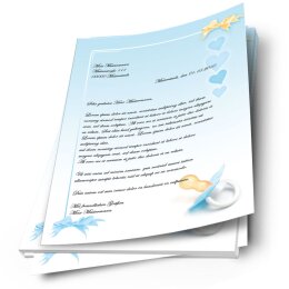 20 fogli di carta da lettera decorati Occasioni speciali BAMBINO CIUCCIO (BLU) DIN A4 - Paper-Media