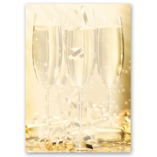 Briefpapier CHAMPAGNERGLÄSER - DIN A4 Format 20 Blatt