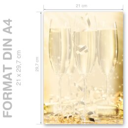 Briefpapier CHAMPAGNERGLÄSER - DIN A4 Format 20 Blatt