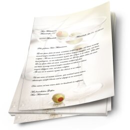 20 fogli di carta da lettera decorati Occasioni speciali, Cibo & Bevande BICCHIERI DA COCKTAIL DIN A4 - Paper-Media