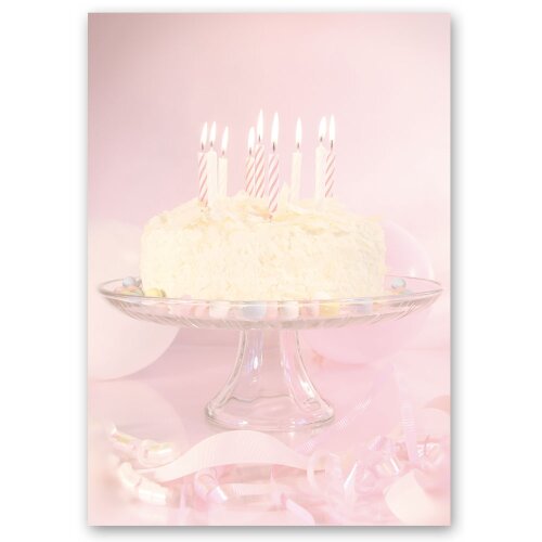 Motif Letter Paper! BIRTHDAY CAKE 20 sheets DIN A4 Special Occasions, Food & Drinks, Invitation, Paper-Media