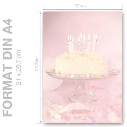 BIRTHDAY CAKE Briefpapier Invitation CLASSIC 20 sheets, DIN A4 (210x297 mm), A4C-8025-20
