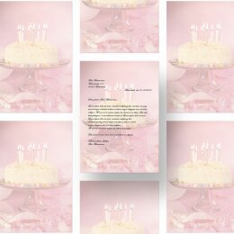 Motif Letter Paper! BIRTHDAY CAKE 20 sheets DIN A4