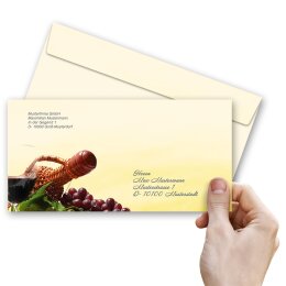 10 enveloppes à motifs au format DIN LONG - VIN ROUGE (sans fenêtre)