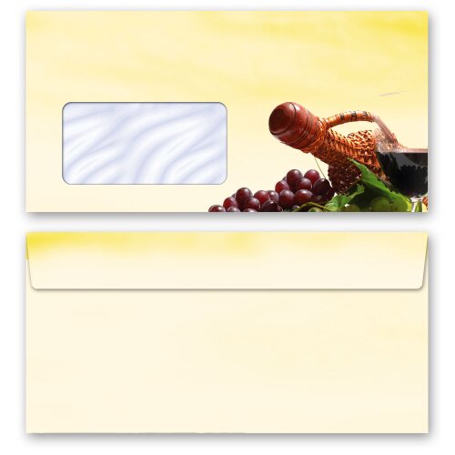 50 patterned envelopes RED WINE in standard DIN long format (with windows)