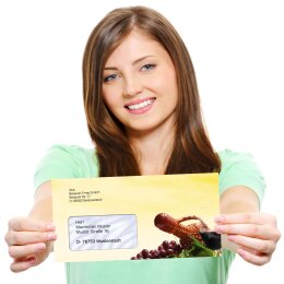 50 patterned envelopes RED WINE in standard DIN long format (with windows)