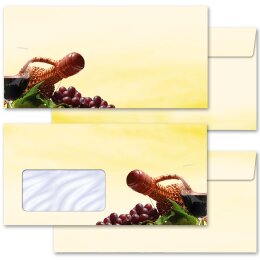 50 patterned envelopes RED WINE in standard DIN long format (with windows)