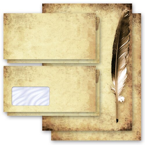 Stationery Motif Paper Sets Background Quill On Old Paper Antique H