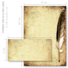 100-pc. Complete Motif Letter Paper-Set QUILL ON OLD PAPER