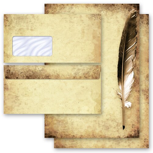 200-pc. Complete Motif Letter Paper-Set QUILL ON OLD PAPER