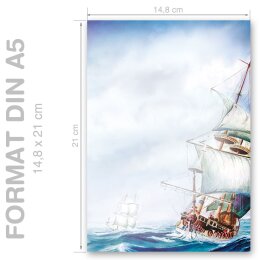 ON THE SEA Briefpapier Travel motif CLASSIC 100 sheets, DIN A5 (148x210 mm), A5C-046-100