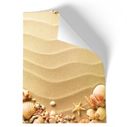 20 fogli di carta da lettera decorati Viaggi & Vacanze CONCHIGLIE NELLA SABBIA DIN A4 - Paper-Media