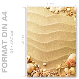 Motif Letter Paper! SHELLS IN THE SAND 20 sheets DIN A4