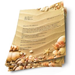 250 fogli di carta da lettera decorati CONCHIGLIE NELLA SABBIA DIN A4
