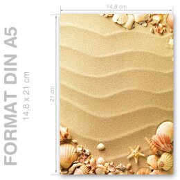 Briefpapier MUSCHELN IM SAND - DIN A5 Format 250 Blatt