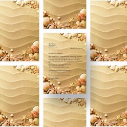 Briefpapier MUSCHELN IM SAND - DIN A5 Format 250 Blatt