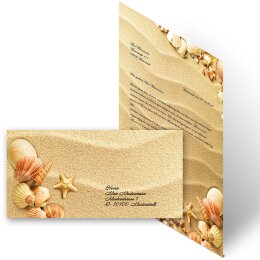 200-pc. Complete Motif Letter Paper-Set SHELLS IN THE SAND