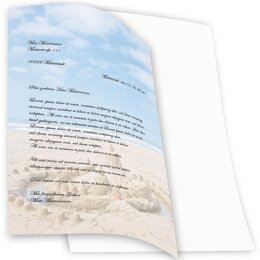 20 fogli di carta da lettera decorati Viaggi & Vacanze CASTELLO DI SABBIA DIN A4 - Paper-Media