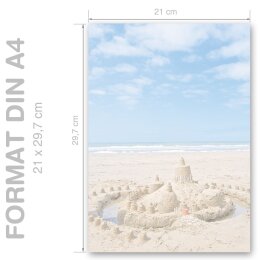 SANDCASTLE Briefpapier Travel motif CLASSIC 250 sheets, DIN A4 (210x297 mm), A4C-8067-250