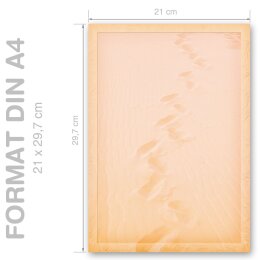 TRACES IN THE SAND Briefpapier Travel motif CLASSIC 50 sheets, DIN A4 (210x297 mm), A4C-8022-50